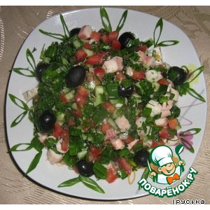 Рецепт Салат со щупальцами кальмаров "Шаланды"