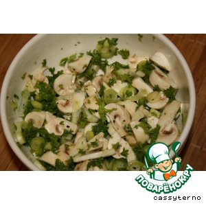 Рецепт Салат из свежих шампиньонов с зеленым луком
