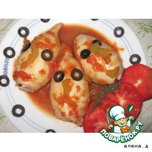 Рецепт Фаршированные кальмары в томатном соусе