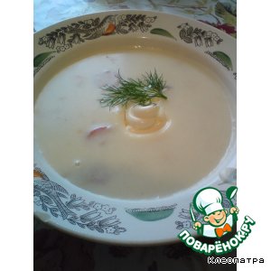 Рецепт Сырный суп-пюре с сосисками