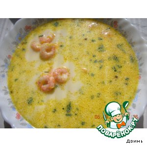 Рецепт Сырный суп с креветками