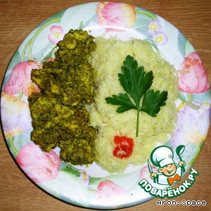 Рецепт Coriander Chicken - индийское ресторанное блюдо "Цыплeнок в зелени"