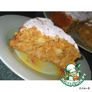 Рецепт Морковно-овсяный пирог с яблоком