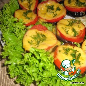 Рецепт Баклажаны запеченные с помидорами и сыром