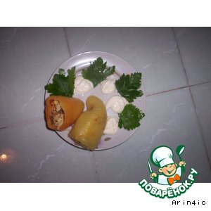 Рецепт Перец фаршированный творожным кремом, овощами и лисичками