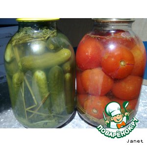 Рецепт Огурцы и помидоры, консервированные без стерилизации "Фейерверк вкуса"
