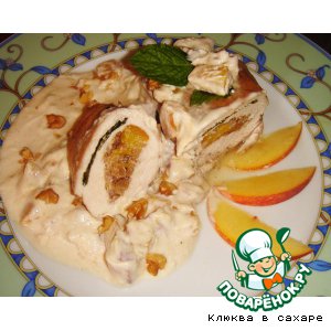 Рецепт Курица с персиками и мятой "Седьмое небо"