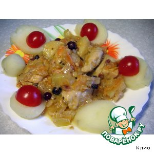 Рецепт Курица в морковно-клюквенном соусе с яблоком