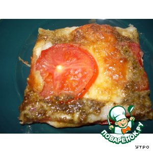 Рецепт Пирог с моцареллой, помидорами и песто