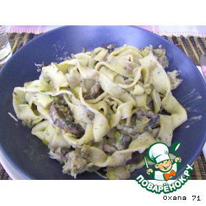 Рецепт Зелeные домашние папарделли с грибным соусом