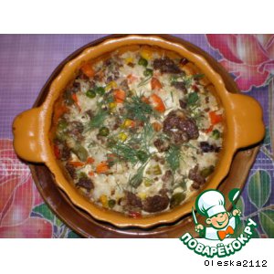 Рецепт Рисовая запеканка с фаршем и овощами