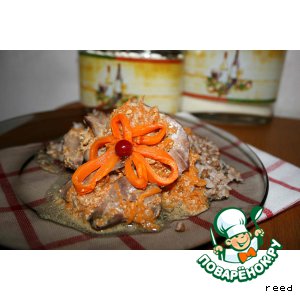 Рецепт Куриная печень в сметано-тыквенном соусе