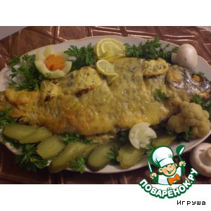 Рецепт Карп, фаршированный луком и грибами