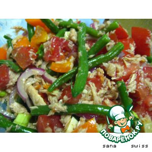 Рецепт Овощной салат с тунцом и зеленой фасолью