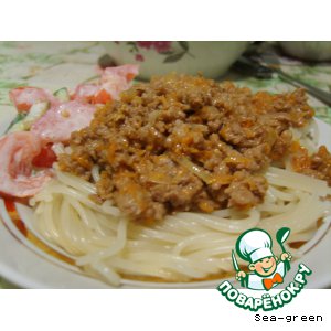 Рецепт Спагетти под ароматным фаршем