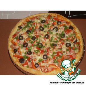 Рецепт Пицца с ветчиной и шампиньонами "В день рождения сына"