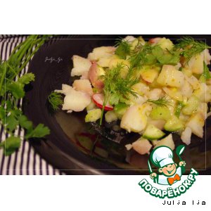 Рецепт: Картофельный салат с овощами и горчичной заправкой