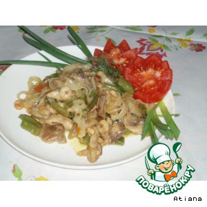 Рецепт Рисовая лапша с курицей и креветками