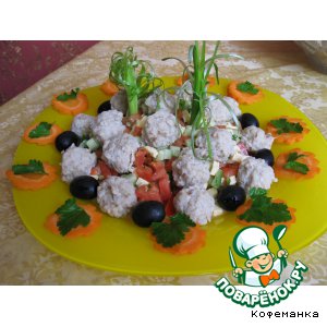 Рецепт: Салат с ... фрикадельками "Остров"