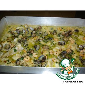 Рецепт: Рыба "рапе"в соусе из морепродуктов(rape a la marinera)