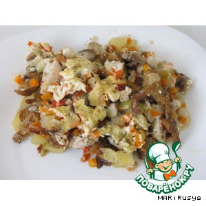 Рецепт Рыбка на картофельной подушке с овощами