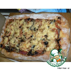 Рецепт Пицца с сервелатом и всякими вкусными добавками