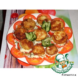 Рецепт "Башенки"  из кабачков с помидорами и чесноком