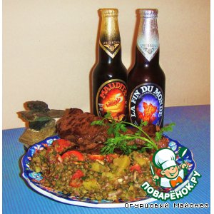 Рецепт Стейк из бизона "Инукшук" с салатом из чечевицы