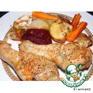 Рецепт Курица, запеченая с розмарином и овощами