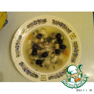 Рецепт Суп с курицей, грибами и маслинами