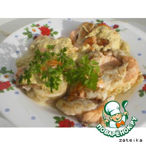 Рецепт "Гнезда" из семги и сибаса в сливочном соусе