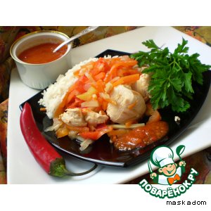 Рецепт: Курица с овощами и соусом «Пири-пири»