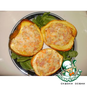 Рецепт Тыква, запеченная с курицей и овощами