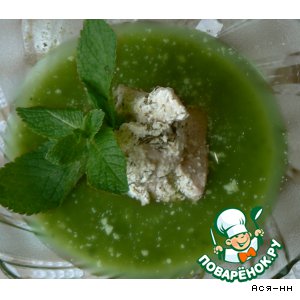 Рецепт Суп из зеленого горошка с мятой и курица в пряном сливочном соусе