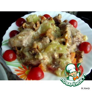 Рецепт Горшочек с овощами, мясом и лисичками в сметане