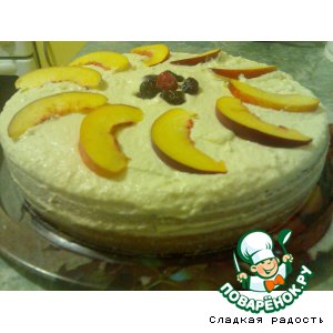 Рецепт Бисквитный торт с персиками!