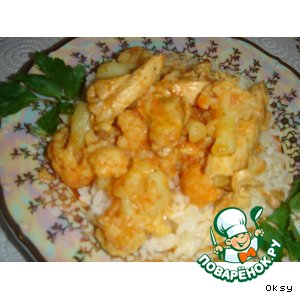 Рецепт Куриное филе с цветной капустой и карри