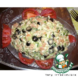 Рецепт: Рыбный салат "Мозаика"