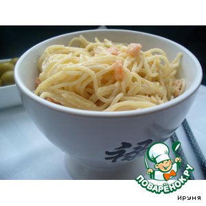 Рецепт Спагетти с креветками в сливочно-винном соусе