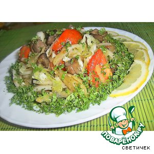 Рецепт Тeплый салат с белыми грибами