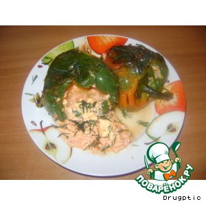 Рецепт Перец фаршированный луком и морковью а сметанном соусе