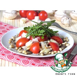 Рецепт Салат с шампиньонами, помидорами "черри" и кедровыми орехами