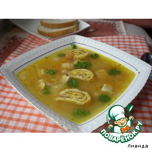 Рецепт Кукурузный суп с яичными "улитками"