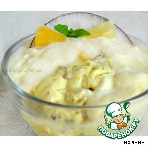 Рецепт Сливочно-кокосовое суфле с ледяным ананасовым соусом