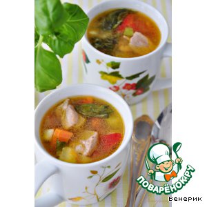 Рецепт Диетический суп-гуляш с овощами и с индейкой