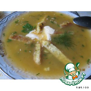 Рецепт Овощной суп-пюре с тыквой, кабачком и сырно-чесночным омлетом