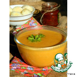 Рецепт Суп-пюре из тыквы и красной чечевицы с картофельными клецками