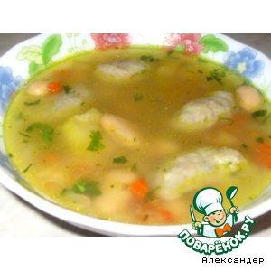 Рецепт Фасолевый суп с грибными клецками