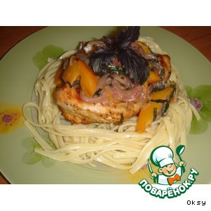 Рецепт Куриные грудки с персиком и базиликом