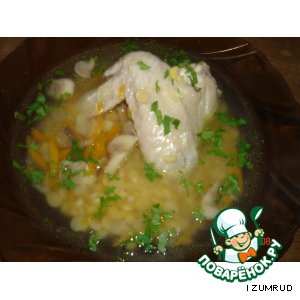 Рецепт Гороховый суп с куриными крылышками и шампиньонами